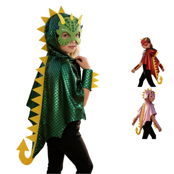 LIIPEE Kids Dinosaur Costumes 3 Piece Boys Girls Unisex Cute Dress Up Clothes Fashion Pretend Play Outfits,3-13 Years