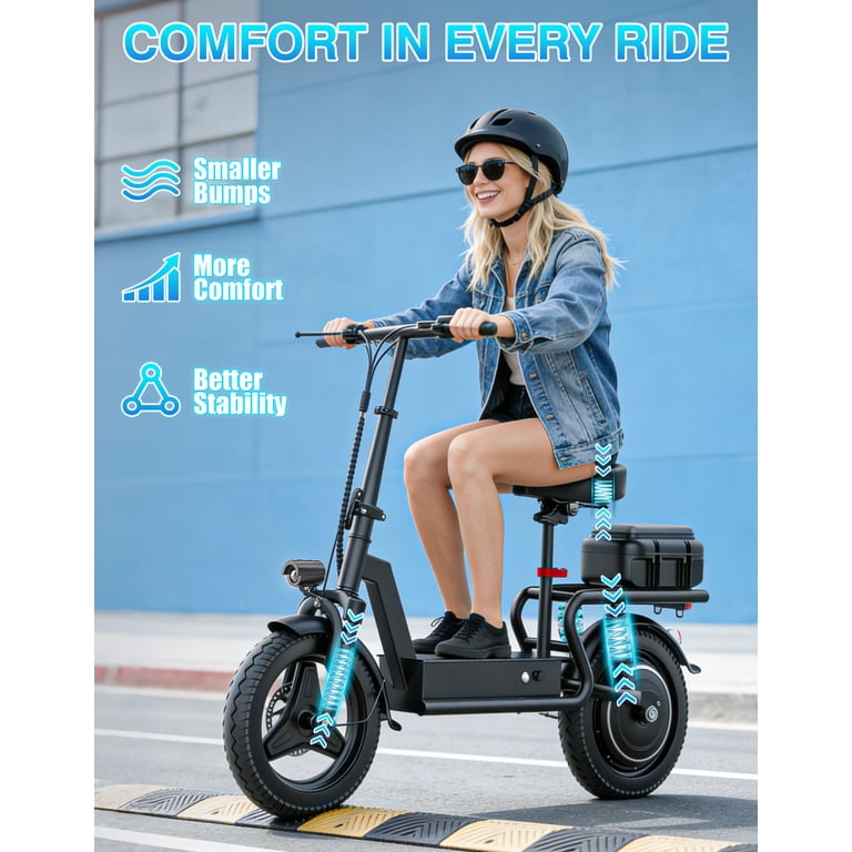 AZHAR GT12 Electric Scooter with Seat 1400W Peak Motor with Carry