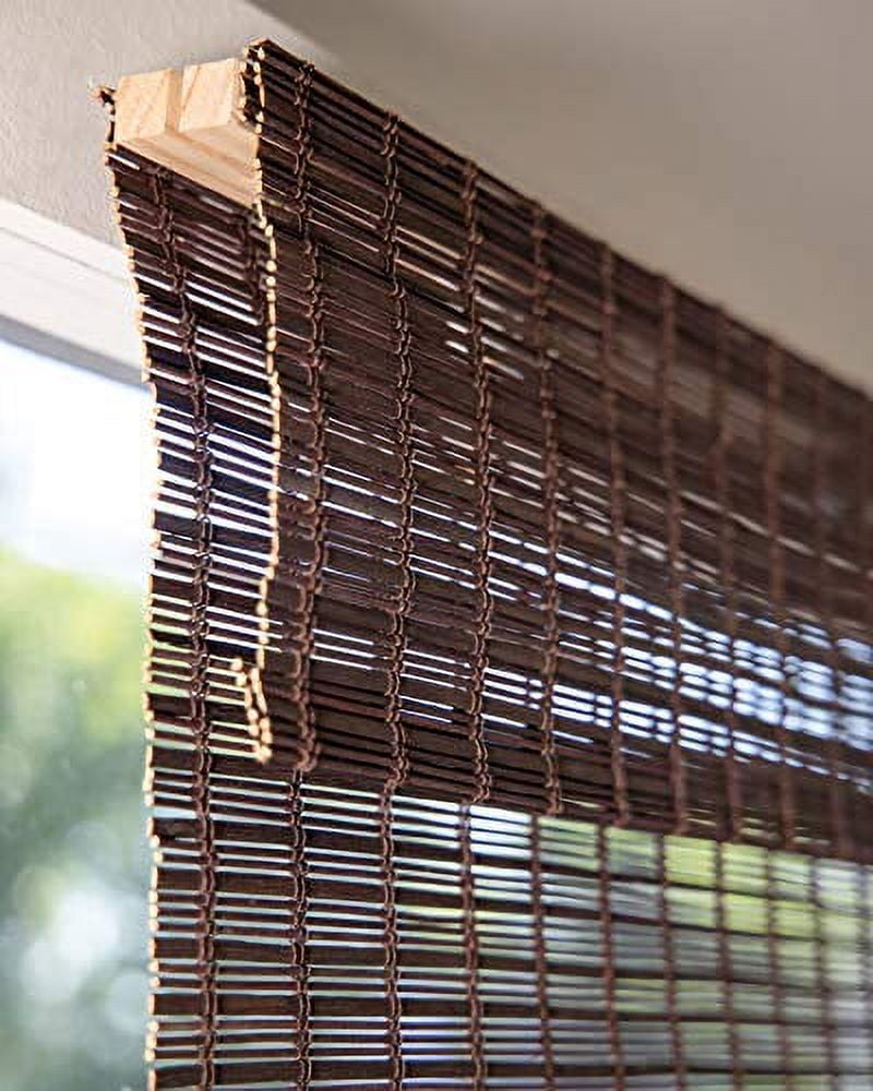 Chicology 27"W x 64"H Buffalo Cordless Bamboo Roman Shades, Natural Woven Wood, Light Filtering, Safe for Kids & Pets
