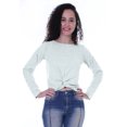 thumbnail image 3 of Moomaya Haut Court à Manches Longues avec Nœud devant pour Femmes T-Shirt d'Été Uni, 3 of 7