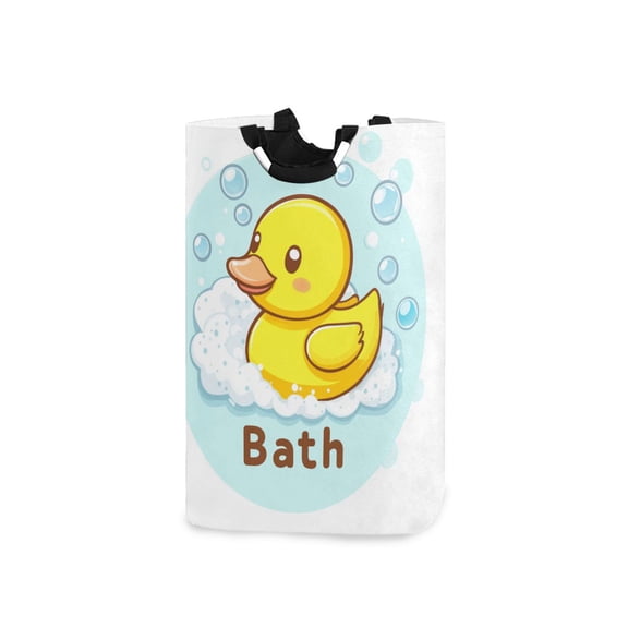 Bath Duck Cartoon Laundry Basket with Handles Foldable Laundry Hamper Freestanding Washing Bin 50L