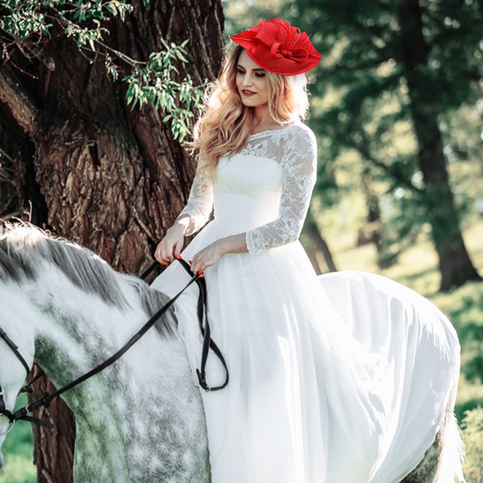 2899 Tea Party Fascinator Hat For Women Veil Kentucky Headwear Wedding Fascinator Kentucky Derby Tea Party Hat in White, Wedding  main image 2