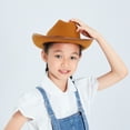 thumbnail image 5 of Kids Girls Boys Cowboy Hats Wide Brim Western Cowgirl Hat with Adjustable Strap Felt Fedora Hat Costume Accessories, 5 of 8