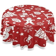 SKYSONIC Christmas Snowman Round Tablecloth 60 Inch Waterproof Stain and Wrinkle Resistant Washable Decorative Table Covers for Kitchen Dining Tabletop Party Outdoor Picnic
