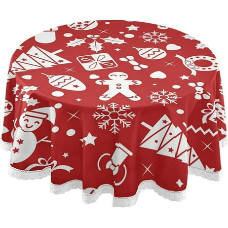 

SKYSONIC Christmas Snowman Round Tablecloth 60 Inch Waterproof Stain and Wrinkle Resistant Washable Decorative Table Covers for Kitchen Dining Tabletop Party Outdoor Picnic