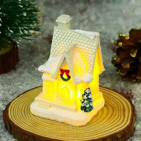 

Fufafayo kids christmas gifts Christmas Winter Village Houses Set LED Lighted DIY Christmas Doll Figurines Christmas Miniature Resin Ornament Kits Christmas Cedar Bare Branch Tree Lamp