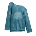 thumbnail image 3 of Womens Oversized Tshirts Hollow Out Breathable Long Sleeve Knitted Cover Top Summer Shirts for Women Green XL, 3 of 5