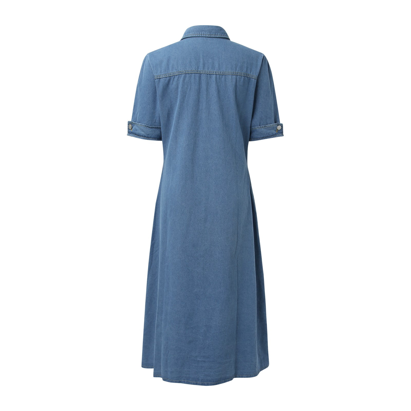 Jamsmile Womens Denim Dress With Multi Pockets Casual Summer Turn Down Collar Denim Multi Button Down Dress