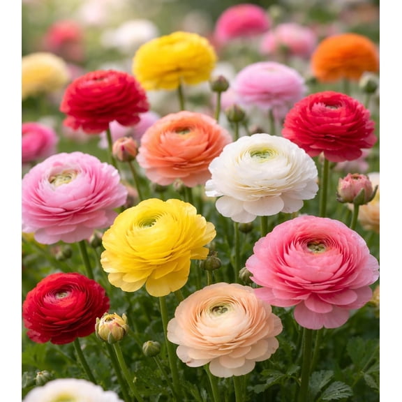 Ranunculus Bulbs for Planting, Mixed Color - Stunning Color and Long Lasting Blooms, Easy to Grow (48 Ranunculus Corms)