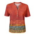 thumbnail image 4 of Stralyhd Cotton Linen Womens Tops Short Sleeve Button Down Shirt 2026 Summer V Neck Top Casual Dressy Loose Henley Blouses Wine L, 4 of 8