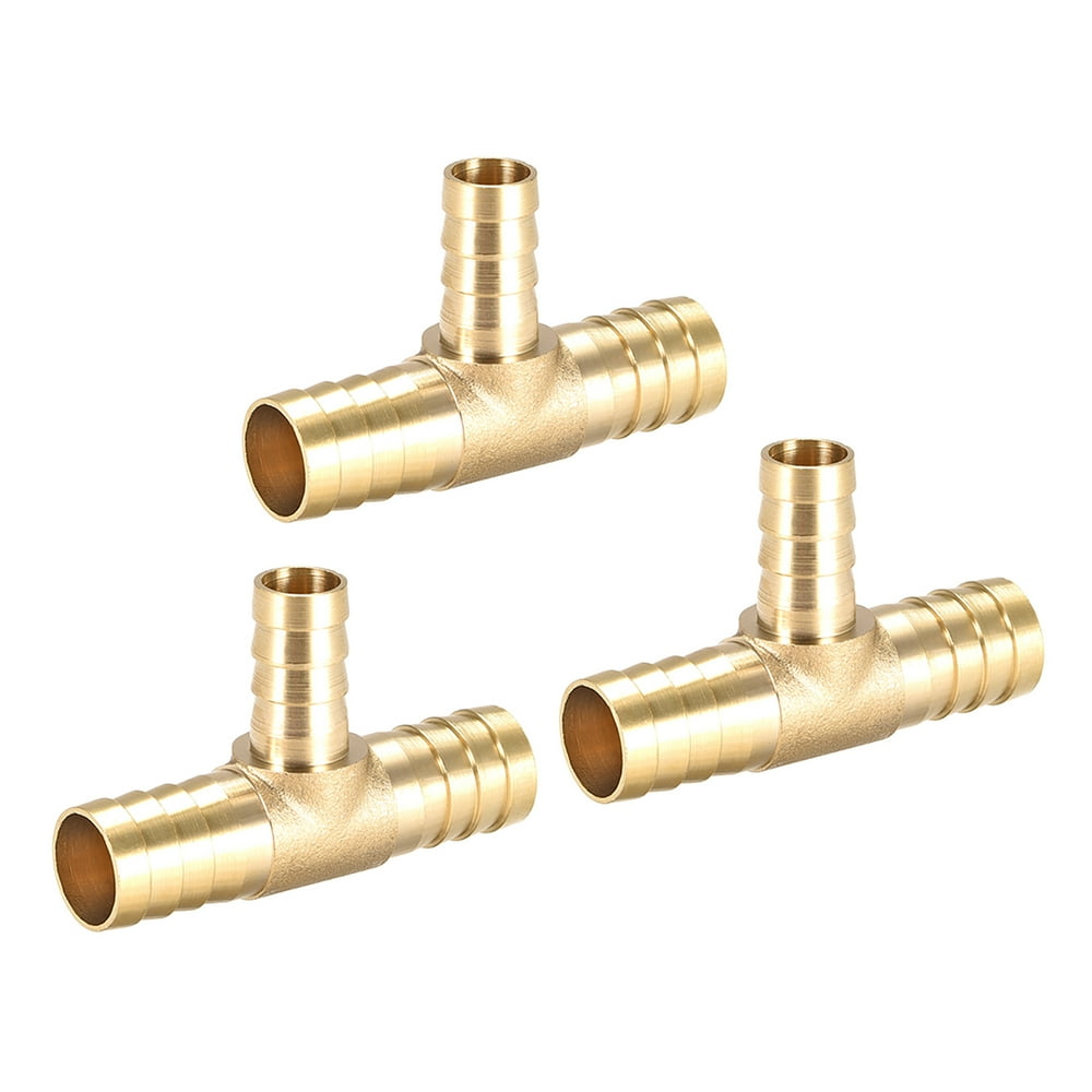 16mm x 12mm x 16mm Brass Hose Reducer Barb Fitting Tee TShaped 3 Way