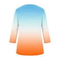 thumbnail image 5 of LADIGASU Women's Solid Color Round Neck Hollow Out Three Quarter Sleeve 3/4 Sleeve T-shirt Top, 5 of 6