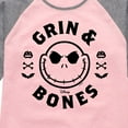 thumbnail image 3 of The Nightmare Before Christmas - Grin And Bones - Toddler And Youth Girls Raglan Graphic T-Shirt, 3 of 4