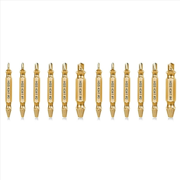 Kit de Extractor de Tornillos Dañados de 12 Piezas, Juego de Extractores de Tornillos Pelados para Remover Fácil y Rápidamente los Tamaños Comunes de Herramientas Rotas