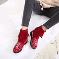 thumbnail image 4 of NECHOLOGY Botas Mujer Adulto Femenino Zapatos Botines de mujer Botines de mujer Moda Retro Borla Botas de estilo nacional Comercio exterior comodidad Punta redonda Tacón cuadrado (Red, 8), 4 of 5