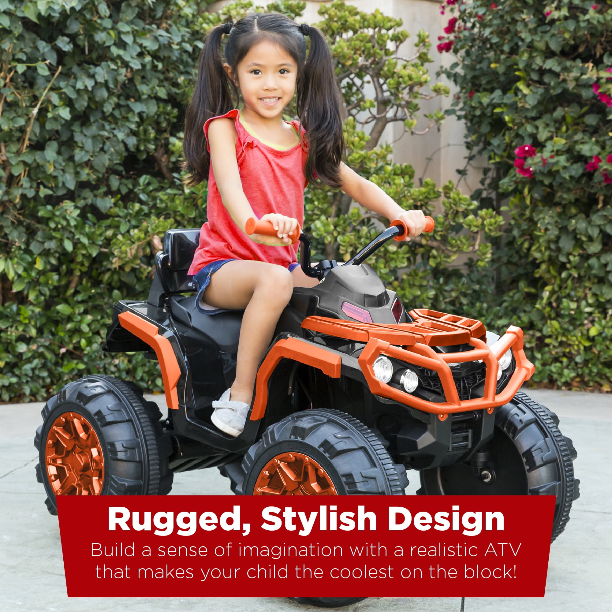 Best Choice Products 12V Kids Ride-On ATV Quad w/ Bluetooth, 3.7mph Max, Treaded Tires, LED Lights, Radio - Orange