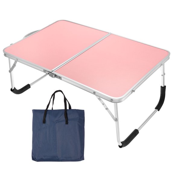 Unique Bargains Foldable Laptop Table Picnic Bed Tray Tables with Tote Bag for Sofa, Pink
