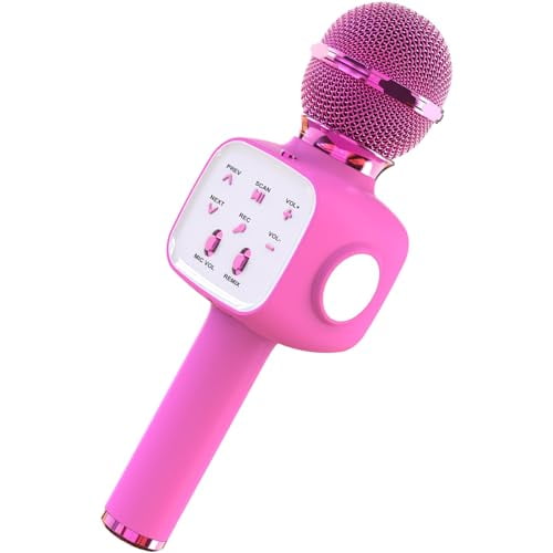 Karaoke Microphone for Kids,Portable Microphone for Singing,Wireless Microphones Speaker,Suitable for 3-13 Years Old Girls and Boys Birthday Gift,Suitable for Smartphones- Light Pinkcolor