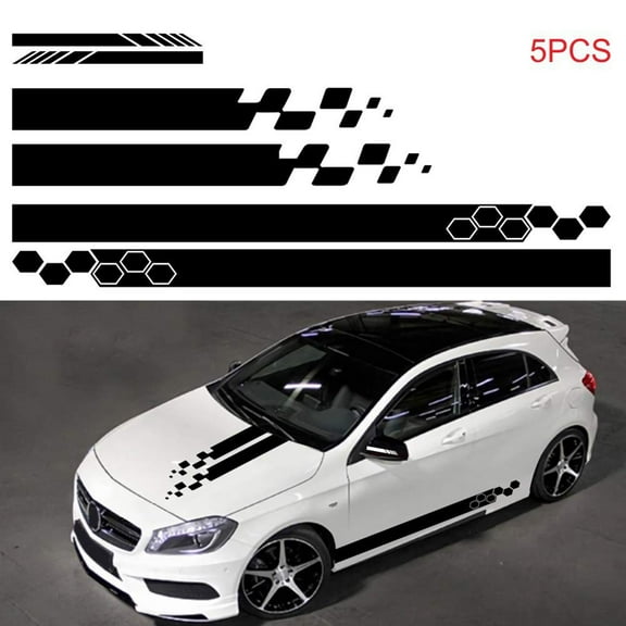 5 Pieces Vinyl Car Side Stickers Decorative Auto Body Racing Sports Decals