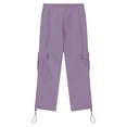 thumbnail image 6 of SonxaHe Big Boys Pants Drawstring Stretch Waist Cargo Trousers with Pockets Children Sports Active Pants Purple,Sized 9-10, 6 of 7