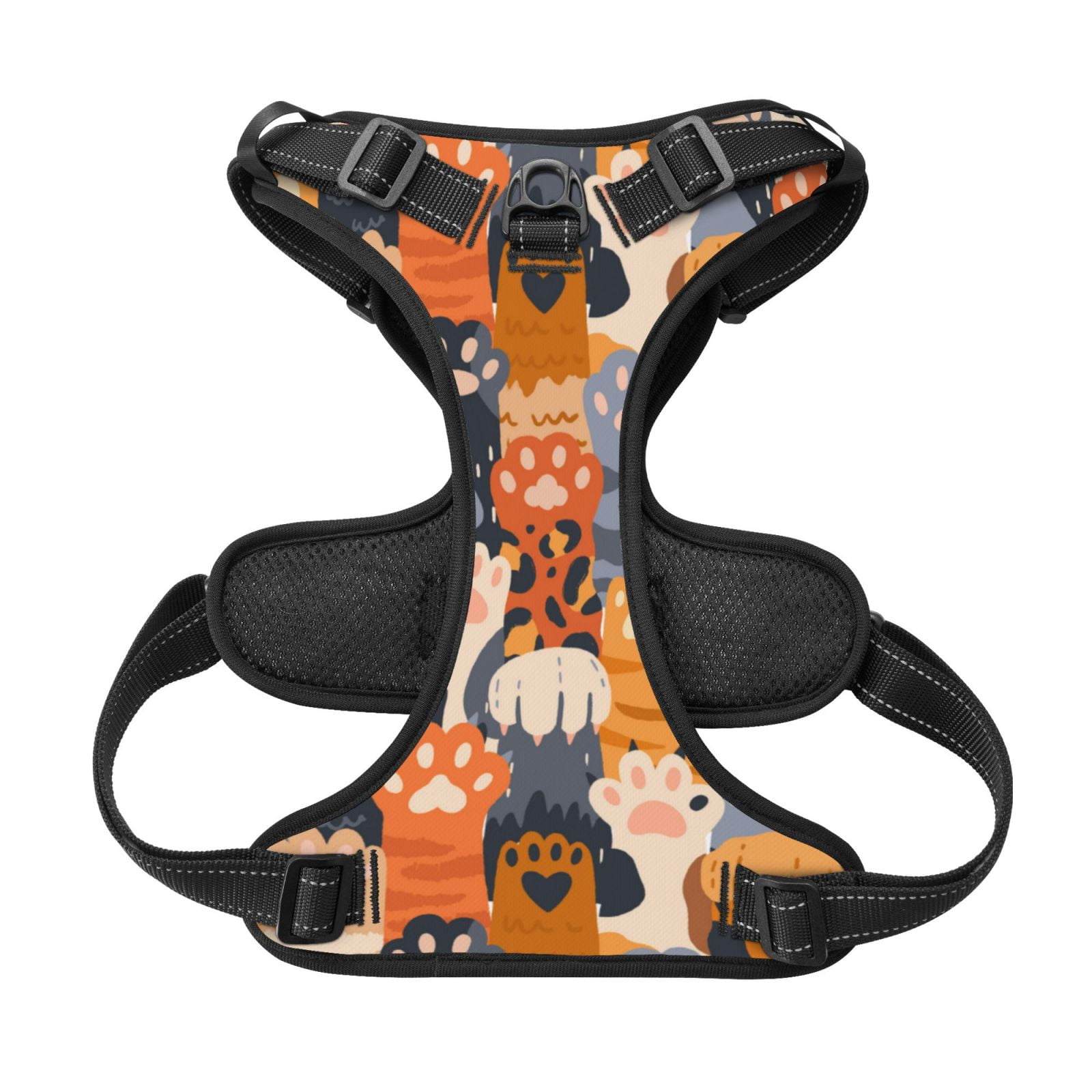 Kdxio Cute Cat Paw Print No Pull Dog Harness Adjustable Reflective Oxford Easy Control Medium Large Dog Harness for Training and Everyday-Small