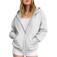 thumbnail image 5 of Godom Women's Drawstring Zip Up Cute Hoodies Fall Jacket Oversized Casual Solid Color Sweatshirts with Pocket, 5 of 5