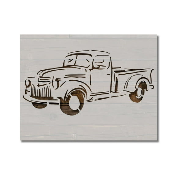 Old Vintage Truck Stencil Number 1 Template Reusable 8.5 x 11 for Painting on Walls, Wood, Etc. By Stencilville