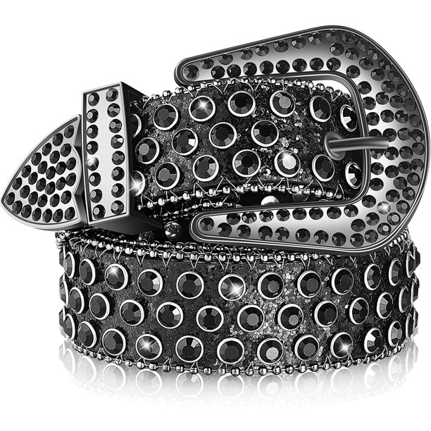 PIKADINGNIS Rhinestone Western Belt Bling Studded belts for Women