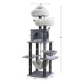 thumbnail image 2 of "Catry 63"" 7-Level Gray Cat Tree Tower for Large Cats with Hammock, Scratching Post, Plush Perches, LED Ball", 2 of 6