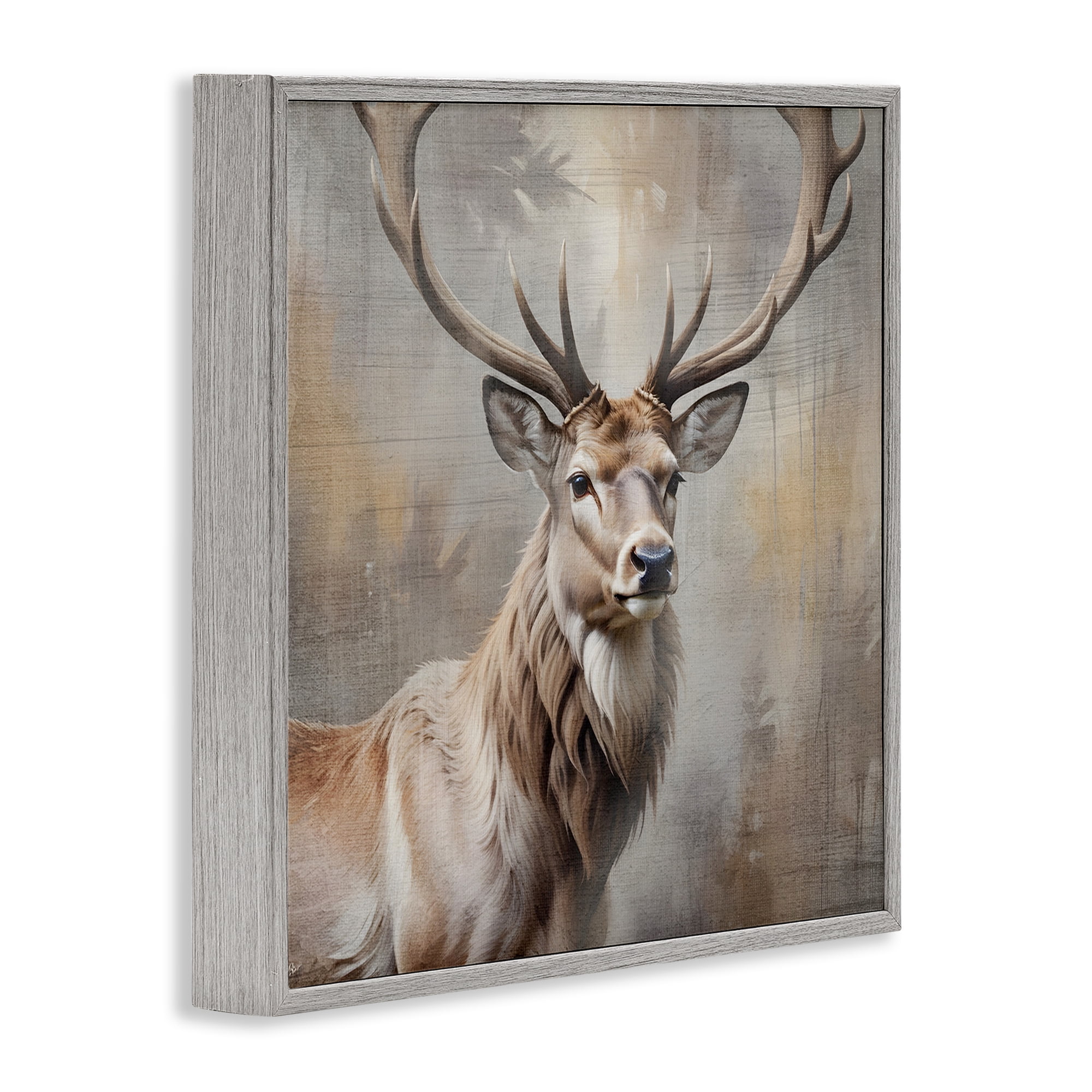 Stupell Industries Rustic Stag with Majestic Glance Gray Framed Giclee Art, design by Susan Arnot