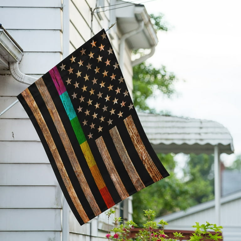 America Forever Thin Rainbow Line House Flag 28 x 40 Inch Double