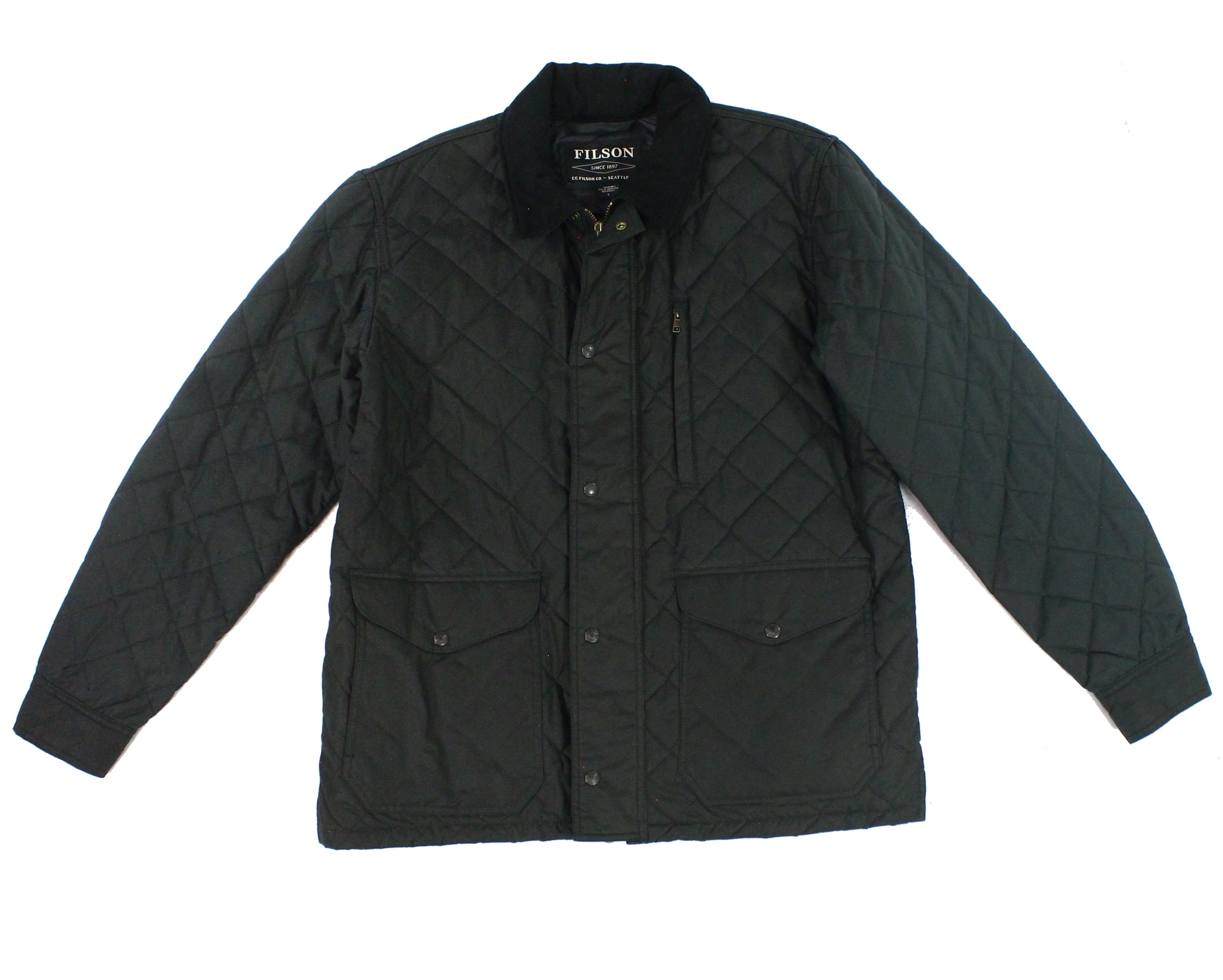 Filson - Filson NEW Black Mens Size Large L Full Zip Quilted Button Snap Jacket - Walmart.com 