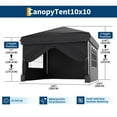 thumbnail image 2 of 10x10 Pop Up Canopy Tent with 4 Waterproof Sidewalls,Instant Setup Portable Outdoor Canopy for Camping,Beach,Backyard,Party - Includes Carry Bag,Stakes & Guy Ropes, 2 of 7