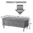 thumbnail image 2 of Storage Ottoman Bench, Upholstered Entryway Bench with Crystal Buttons and Silver Metal Legs, Large Storage Bench for End of Bed, Living Room, Bedroom, Entryway, Gray, 2 of 8