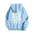 thumbnail image 2 of LEKDFST Womens Graphic Oversized Hoodies Drop Shoulder Hooded Sweatshirt Y2K Slogan Pullover Light Blue XXL, 2 of 5