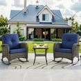 thumbnail image 3 of Bellefurn Outdoor Patio Rocking Chairs Set of 2,Outdoor Wicker Rockers with Side Table Patio Rocker Chairs Set for Porch,Outdoor,Living Room, 3 of 11