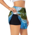 thumbnail image 1 of Balery Island And Coral Reef Pantalones cortos deportivos para mujer con forro y dos bolsillos, elásticos, para entrenamiento, gimnasio, yoga-Large, 1 of 7