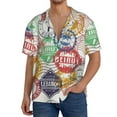 thumbnail image 3 of KLL Travel Stamp Print Men's Shirt Short Sleeve Button Down Summer Cuba Beach Shirts- Medium, 3 of 7
