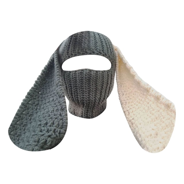 Winter Warm Knit Hoodwith Rabbit Ears for Adults Suitable for Seasonal Outdoor Activities and Everyday Comfort