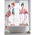 thumbnail image 5 of Pink Flamingo Sheer Curtains 108 Inch Length 2 Panels Set Window Treatments, Summer Coastal Ocean Nautical Sea Beach Rod Pocket Semi Curtains for Living Room/Bedroom/Kitchen Décor, 104"W x 108"L, 5 of 7