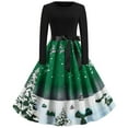 thumbnail image 1 of Robe Rockabilly Vintage Patchwork pour Femmes Robes Noël Nœud Robe de Fête, 1 of 8