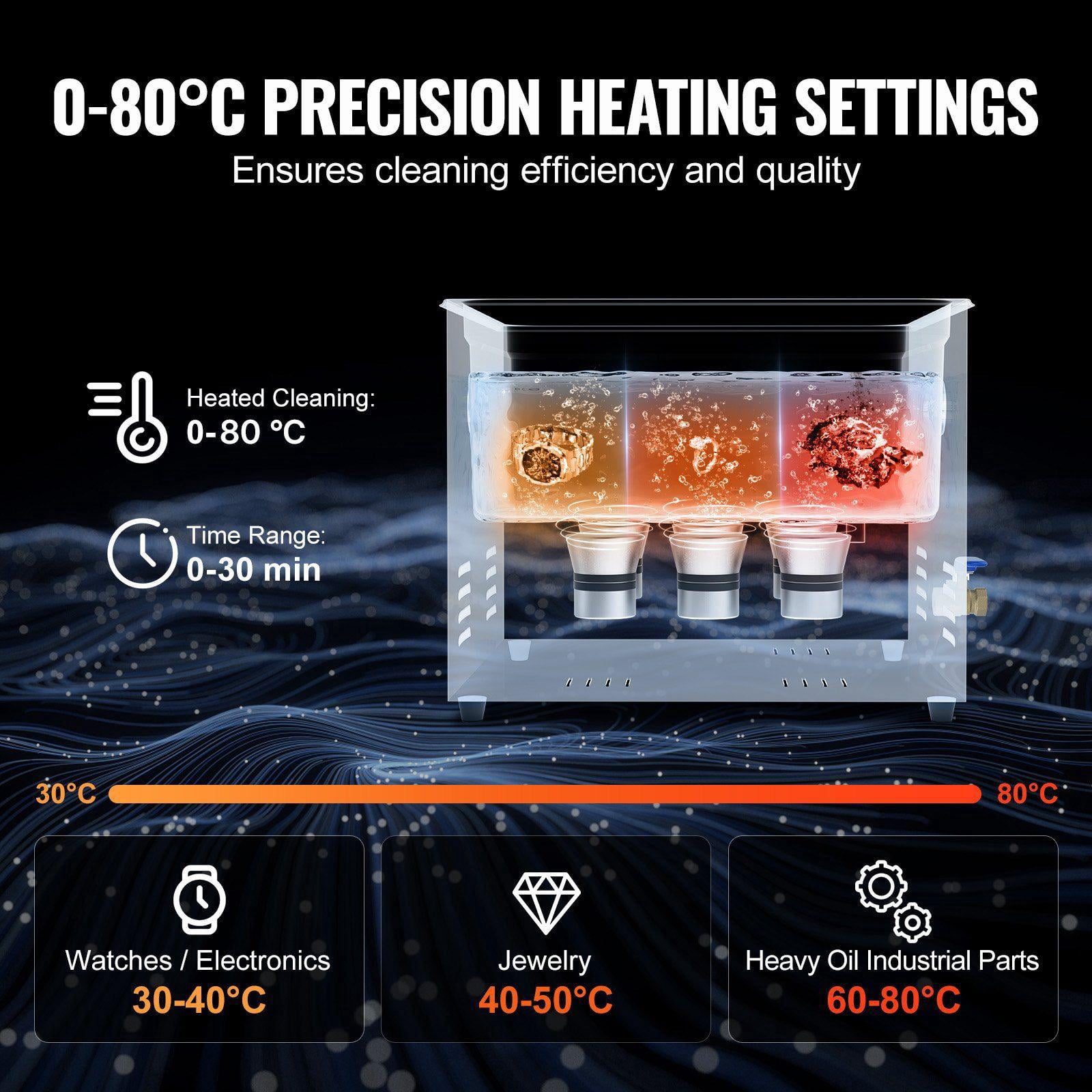 15L 360W Professional Ultrasonic Cleaner with Timer Heater 40kHz Digital Cleaning Machine Basket for Watch Glasses Jewelry Retainer Industrial Parts Tools