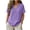 Purple, variant on Summer Womens Tops 2025 Cotton and Linen Plus Size Casual Tops V-Neck Bandage Short Sleeve T-Shirts And Linen Blouse