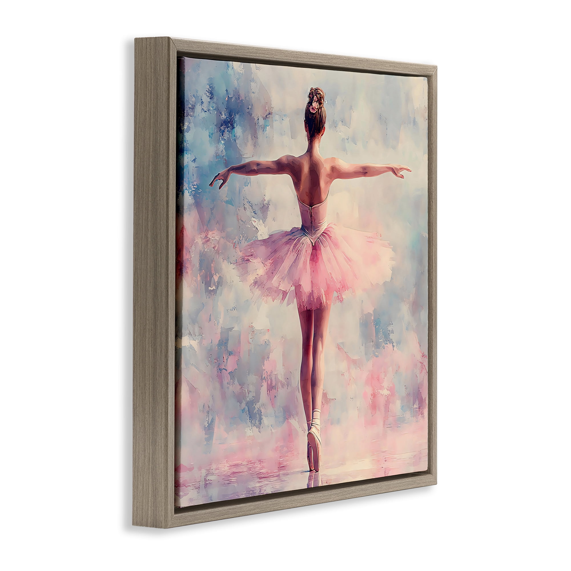 Stupell Industries Elegant Ballet Dancer in Motion Brown Framed Floater Canvas Wall Art, design by Creative Studio