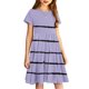 thumbnail image 5 of Odeerbi Niñas de Verano Vestido de Línea A Rayas Vestido de Columpio Vestido Elástico de Manga Corta Para Niños, 5 of 7