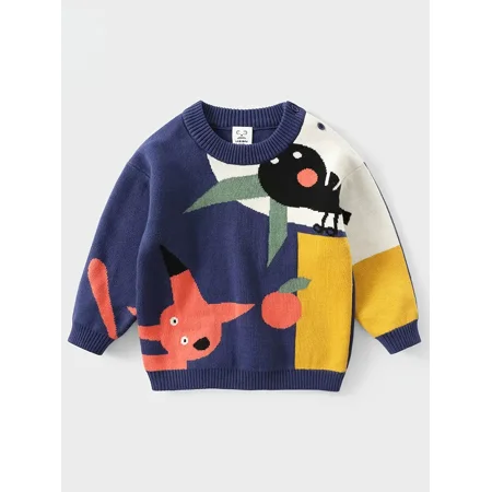 

GEDER-FAKids Pullover Casual Cotton Animals Crew Neck Spring/Fall Slight Stretch