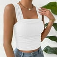 thumbnail image 3 of WBQ Women's Wide Strap Square Neck Crop Tank Tops Ribbed Texture Sleeveless Slim Fit Cami Shirts Backless Going Out Tops S-2XL, 3 of 6