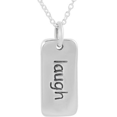 Brinley Co. Sterling Silver Laugh" Tag Pendant, 18""
