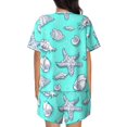 thumbnail image 3 of Bingfone Seashell And Starfish Print Pajamas Sets for Women Soft Short-Sleeved Pjs with Lounge Shorts Two Piece Sleepwear, 3 of 8