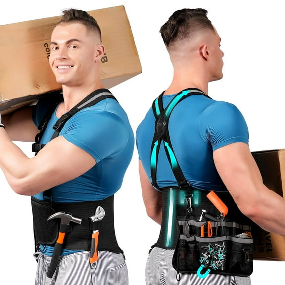 Back Brace for Lower Back Pain Relief with Magnet, Back Brace Men and Women for Heavy Lifting , Lower Back Support Belt with Removable Suspenders-Adjustable Back Belt for Workout